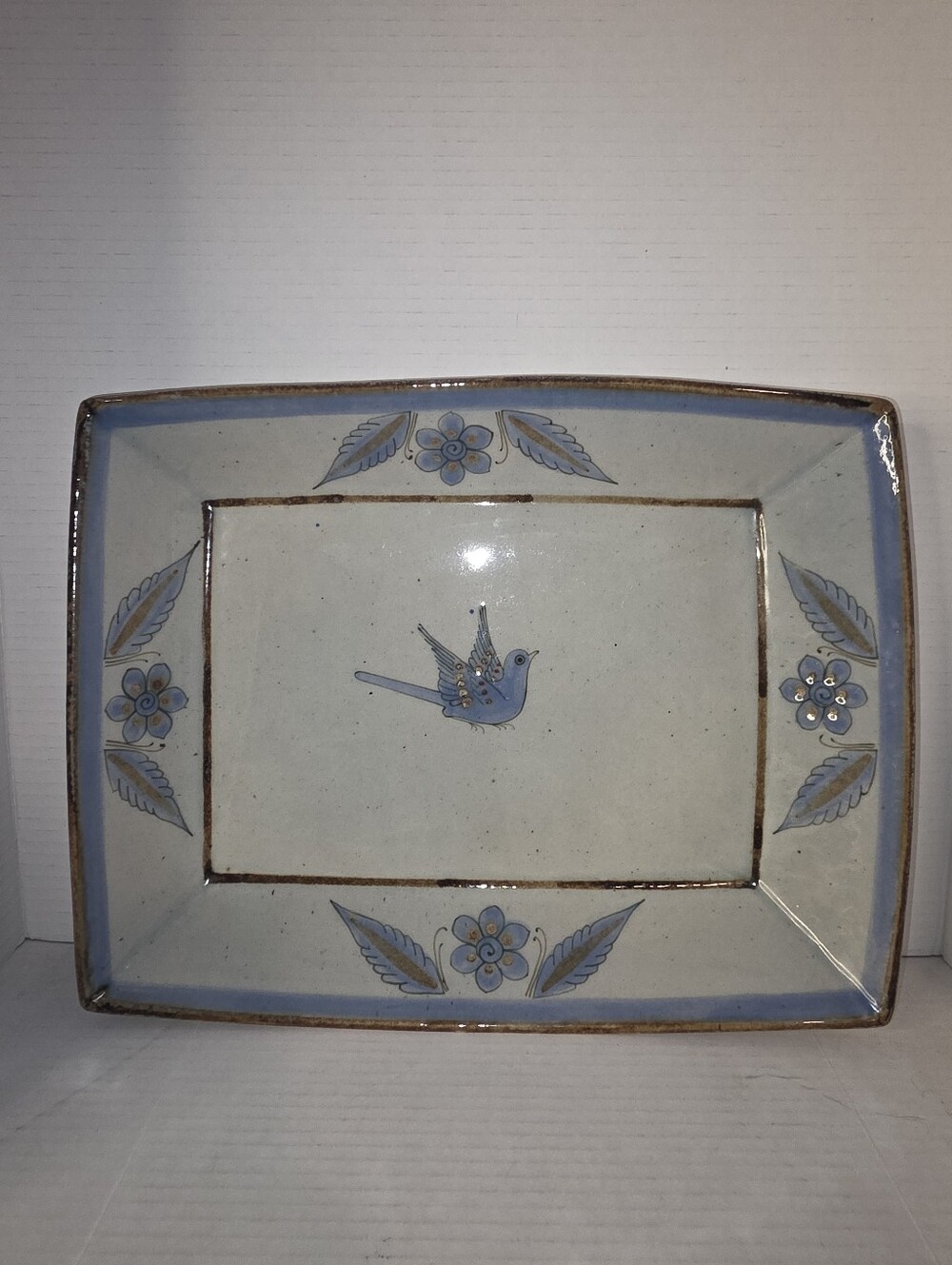 Ken Edwards Pottery El Palomar Mexican 14" x 12" Bird Flower Serving Tray